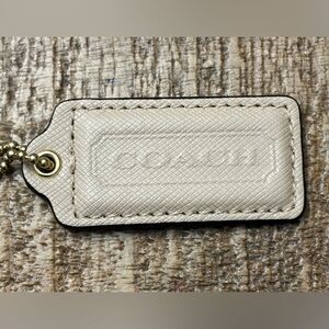 COACH Cream Leather Hang Tag/Key Holder with Gold Hardware